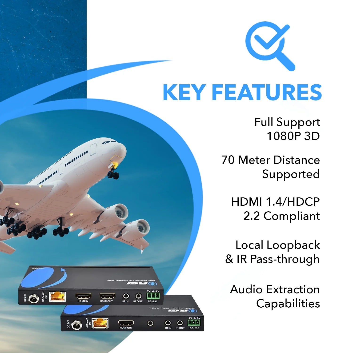 4K UltraHD Extender over HDBaseT Balun 18Gbps Over CAT 5/6/7 Ethernet Cable B730