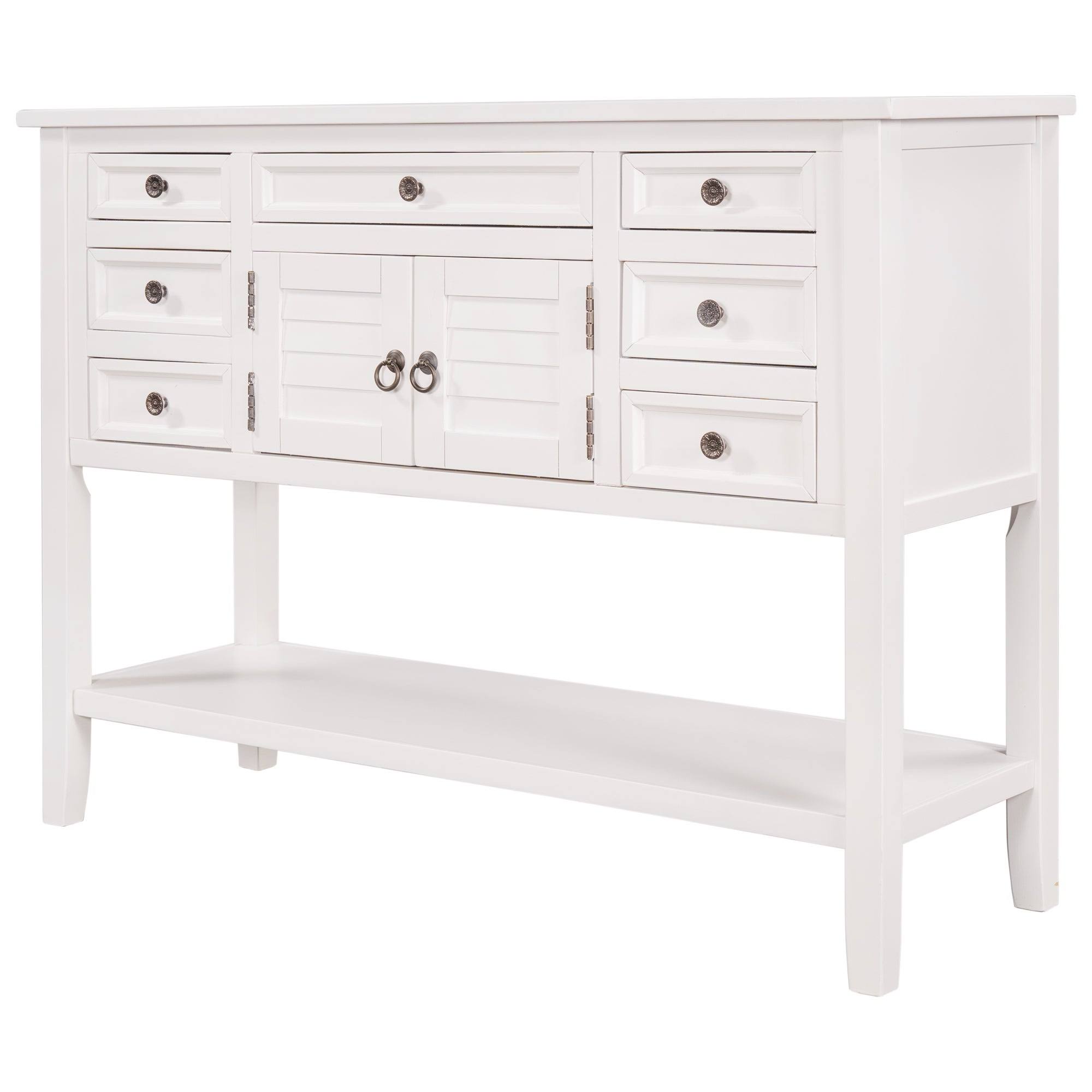Blue Console Table with 7 Drawers and 1 Cabinet T783689