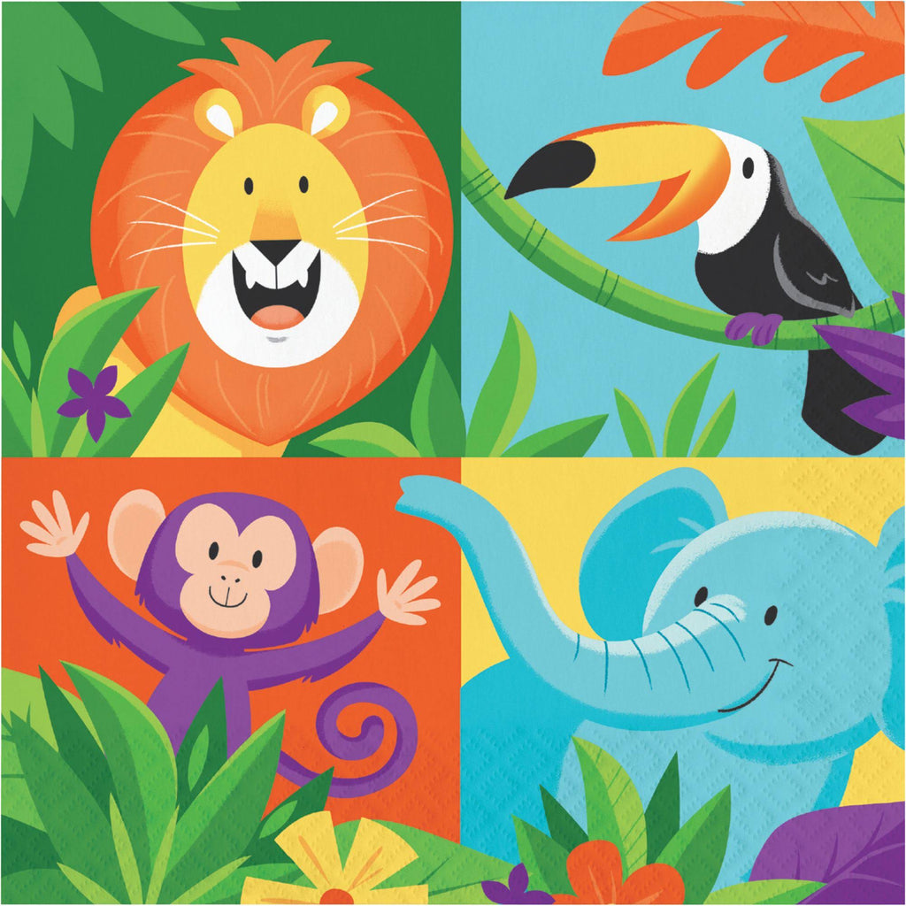192 Green and Orange Jungle Safari Themed 2-Ply Luncheon Napkins C11998