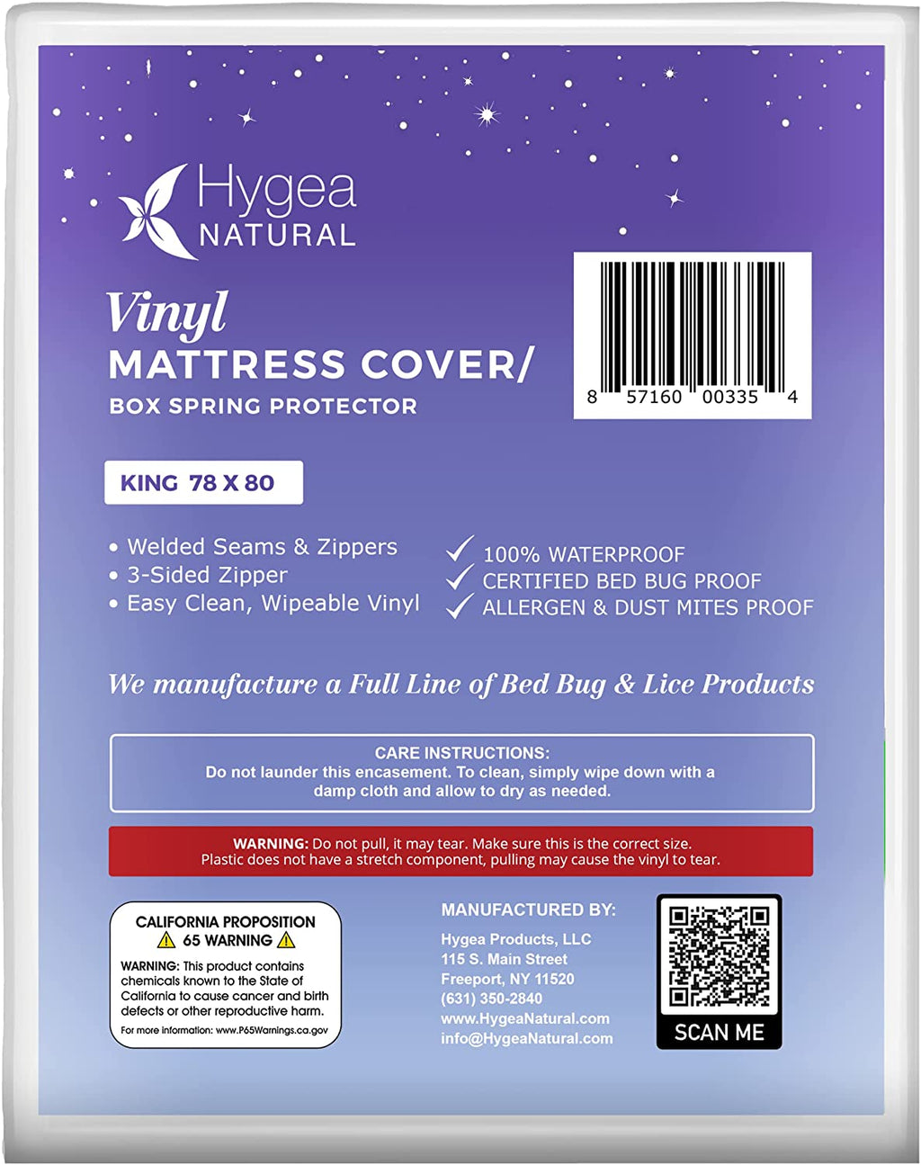 King Size Zippered Vinyl Bed Bug Proof Mattress Protector B534060