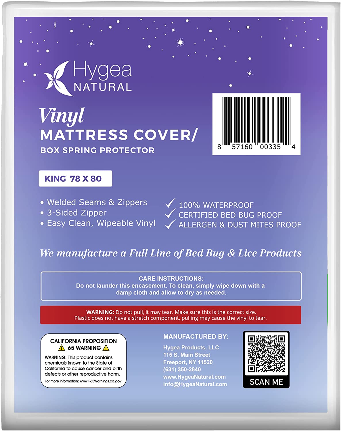 King Size Zippered Vinyl Bed Bug Proof Mattress Protector B534060