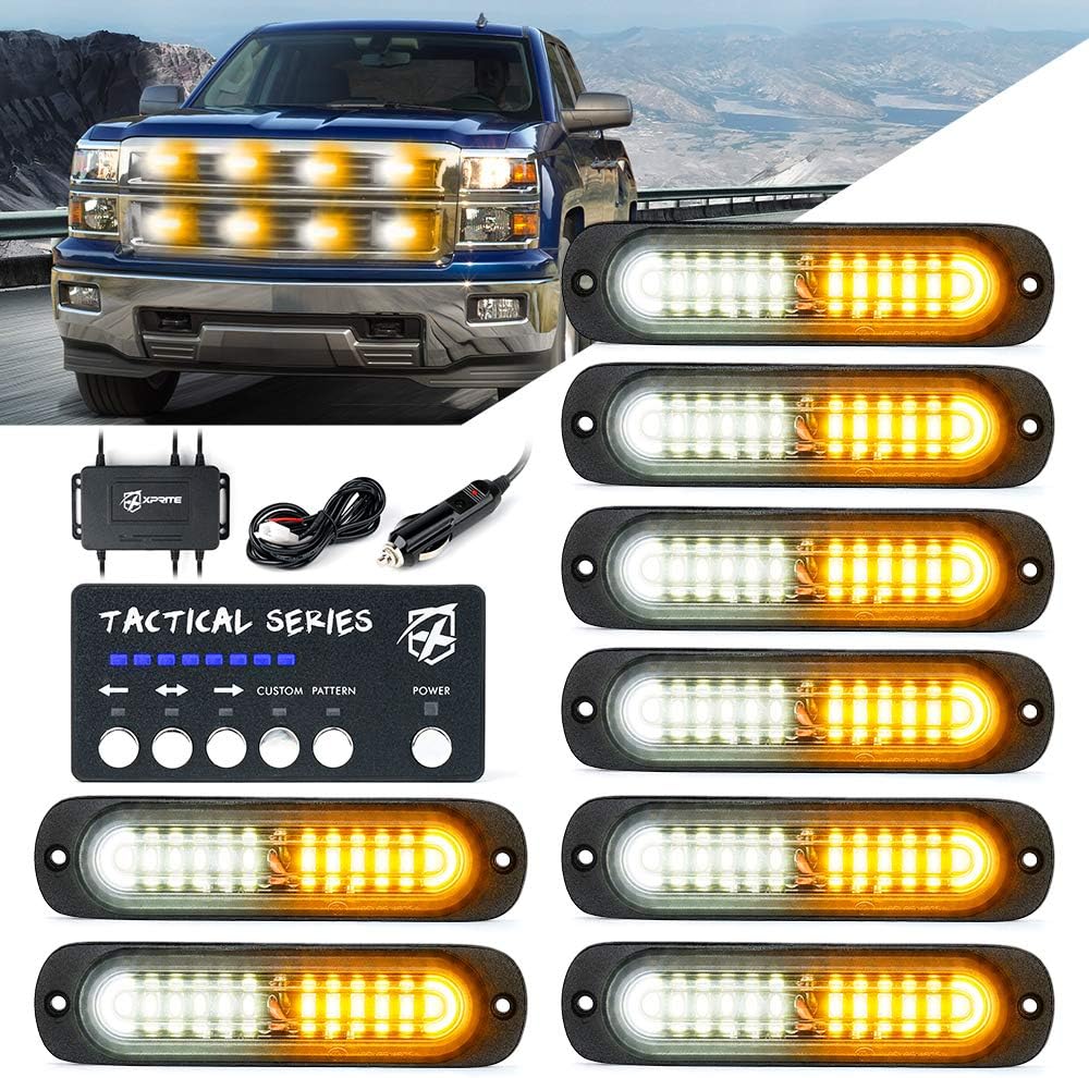 White Amber LED Strobe Light Kit 8PCS F257