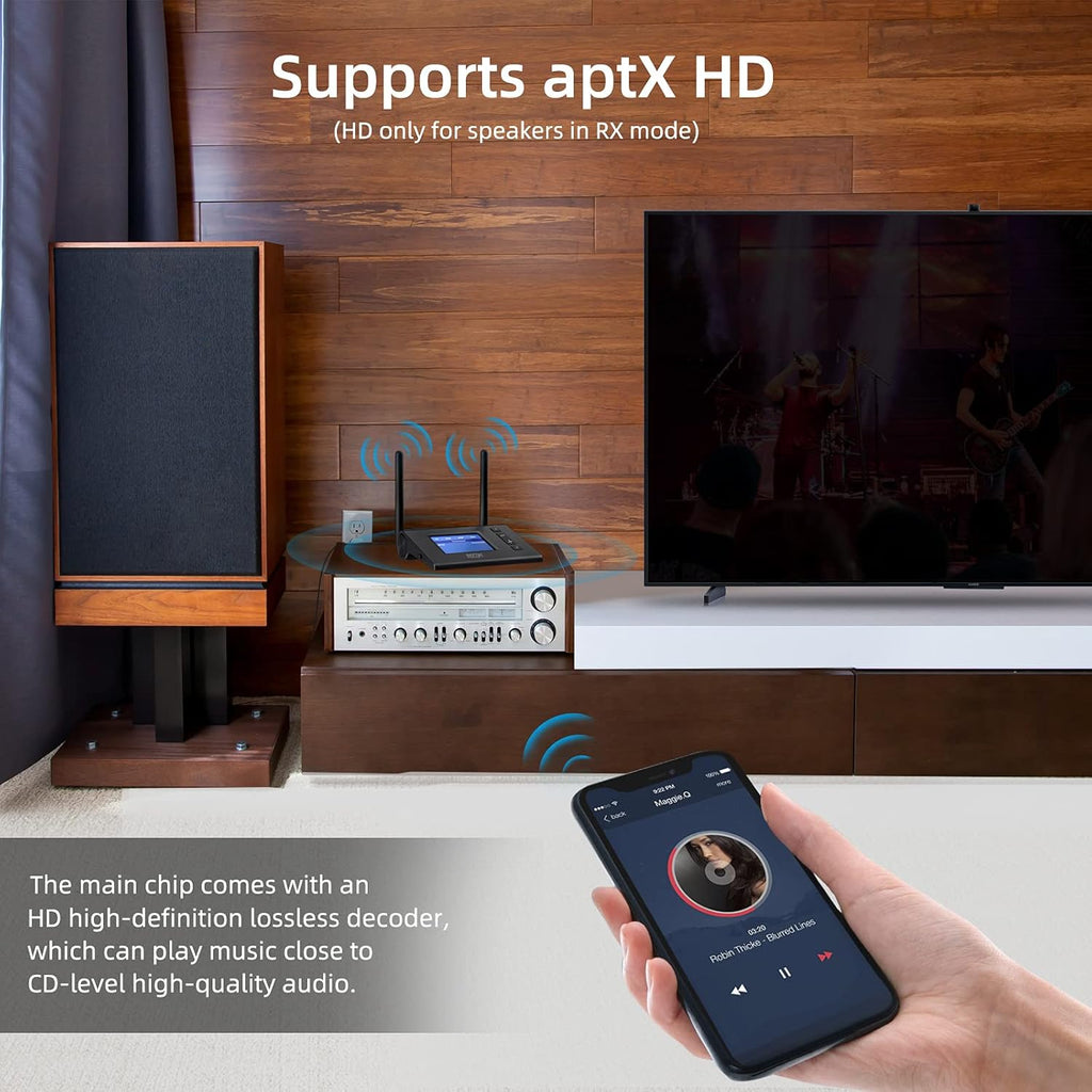 Bluetooth Transmitter Receiver Wireless Audio Adapter with LCD Display V5467