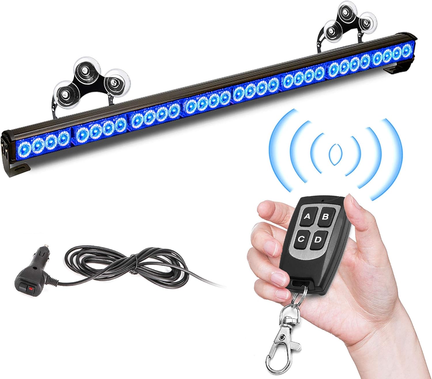 32 LED 35.5" Amber White Hazard Warning Traffic Advisor Light Bar Pack of 2 O8856