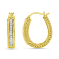 Yellow Gold Plated Sterling Silver Diamond Hoop Earrings H948