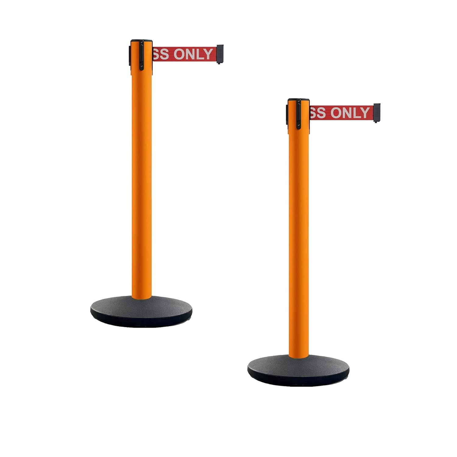 Set of 2 Retractable Belt Barrier Stanchion with Cast Iron Base A826488