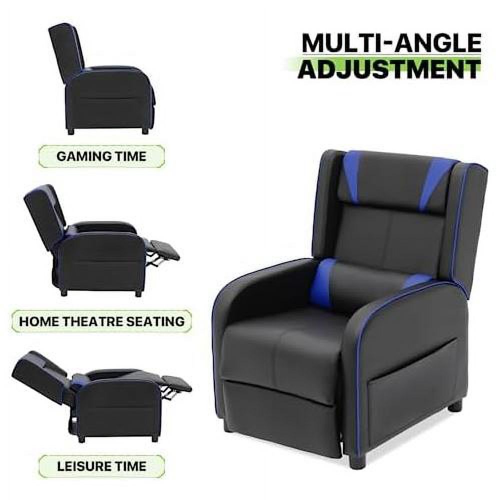 Blue PU Leather Reclining Single Sofa C271