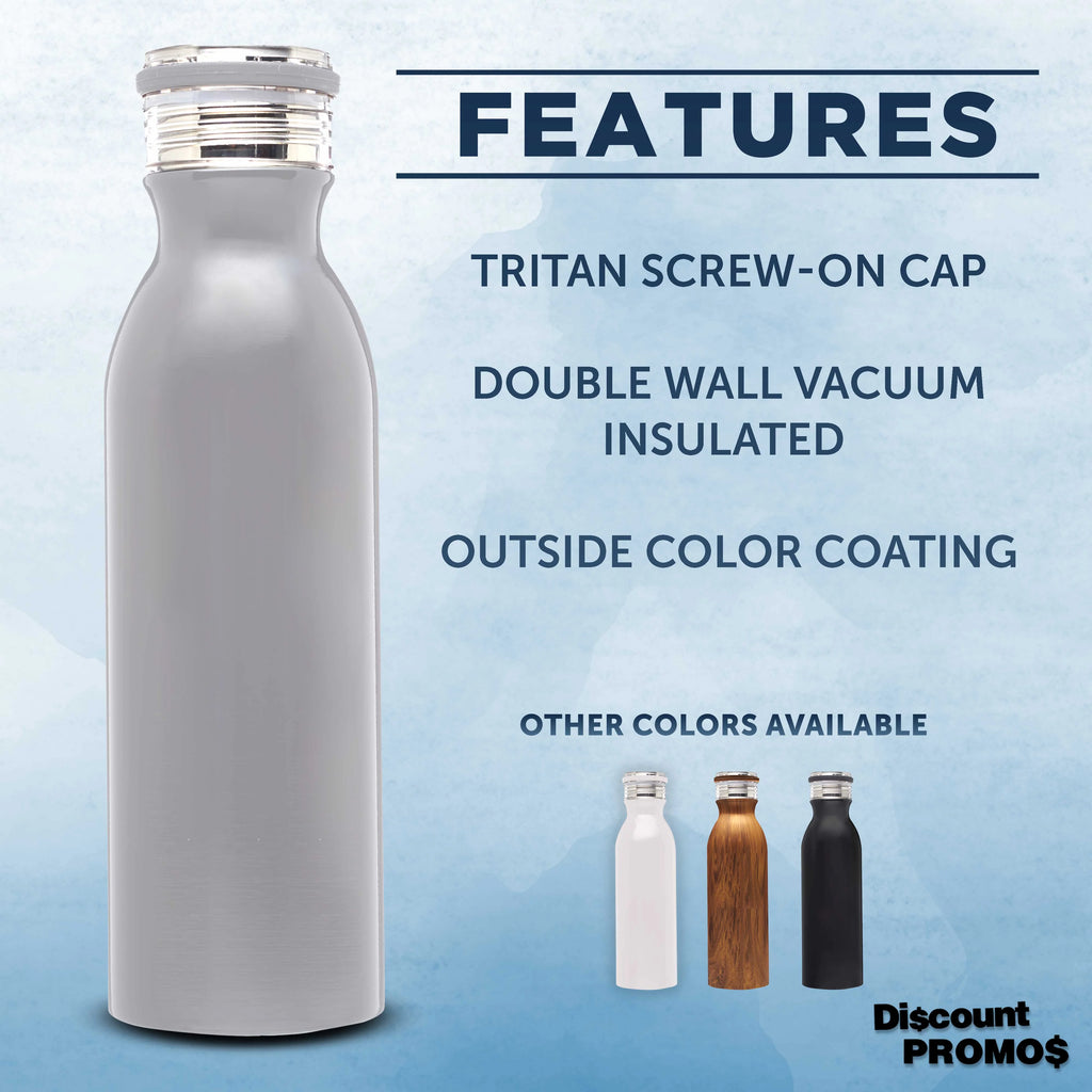 Silver 20 oz Stainless Steel Water Bottle Set of 6 A3690