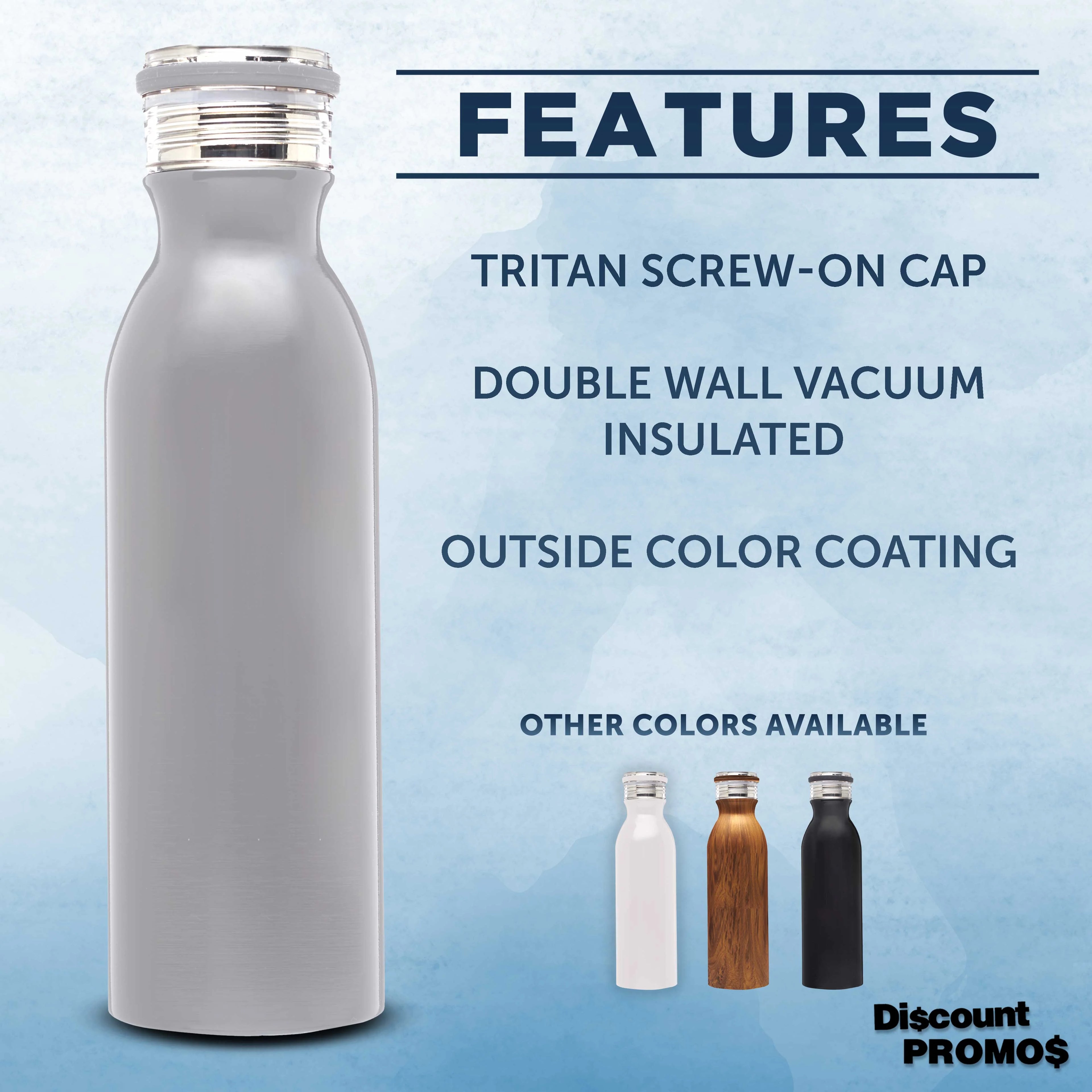 Silver 20 oz Stainless Steel Water Bottle Set of 6 A3690