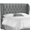 Gray Linen Tufted Wingback Headboard W875381