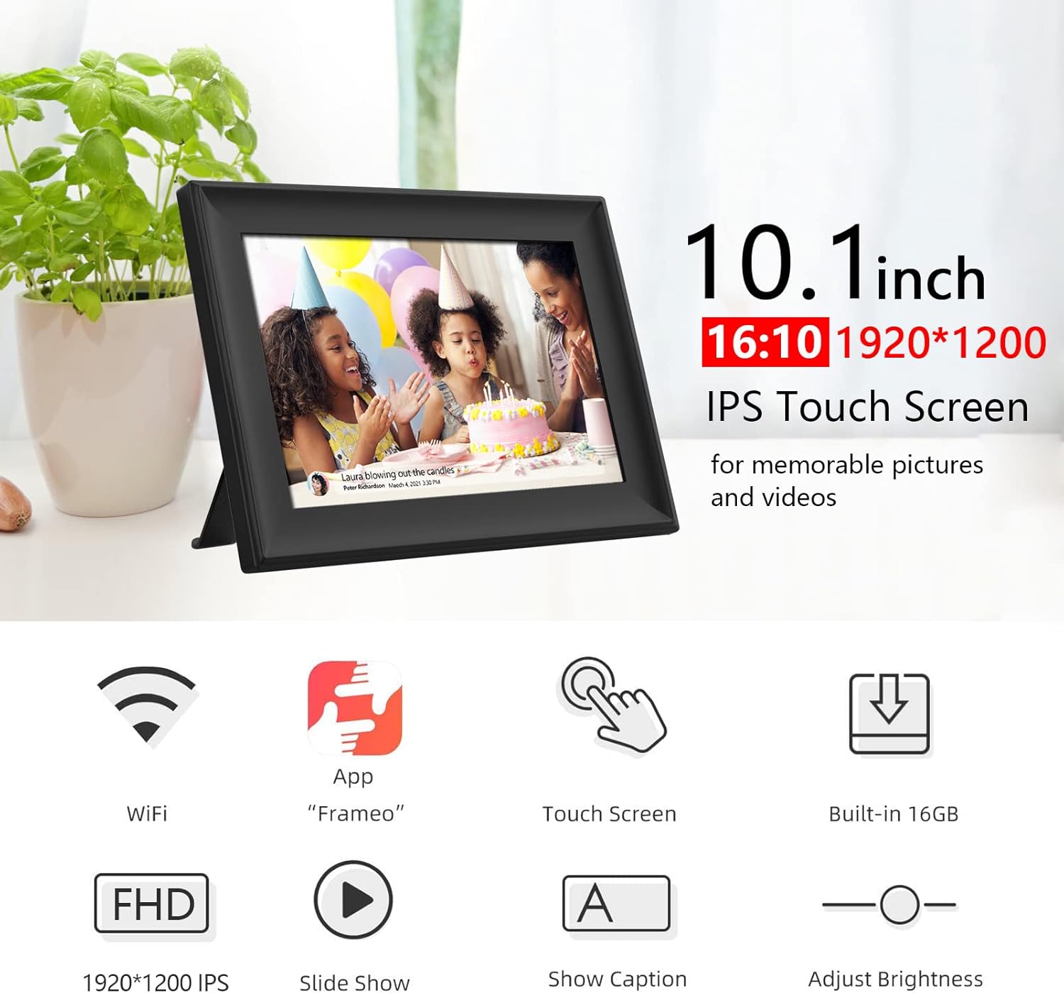 10.1 Inch Smart WiFi Digital Photo Frame with Touch Screen W743473