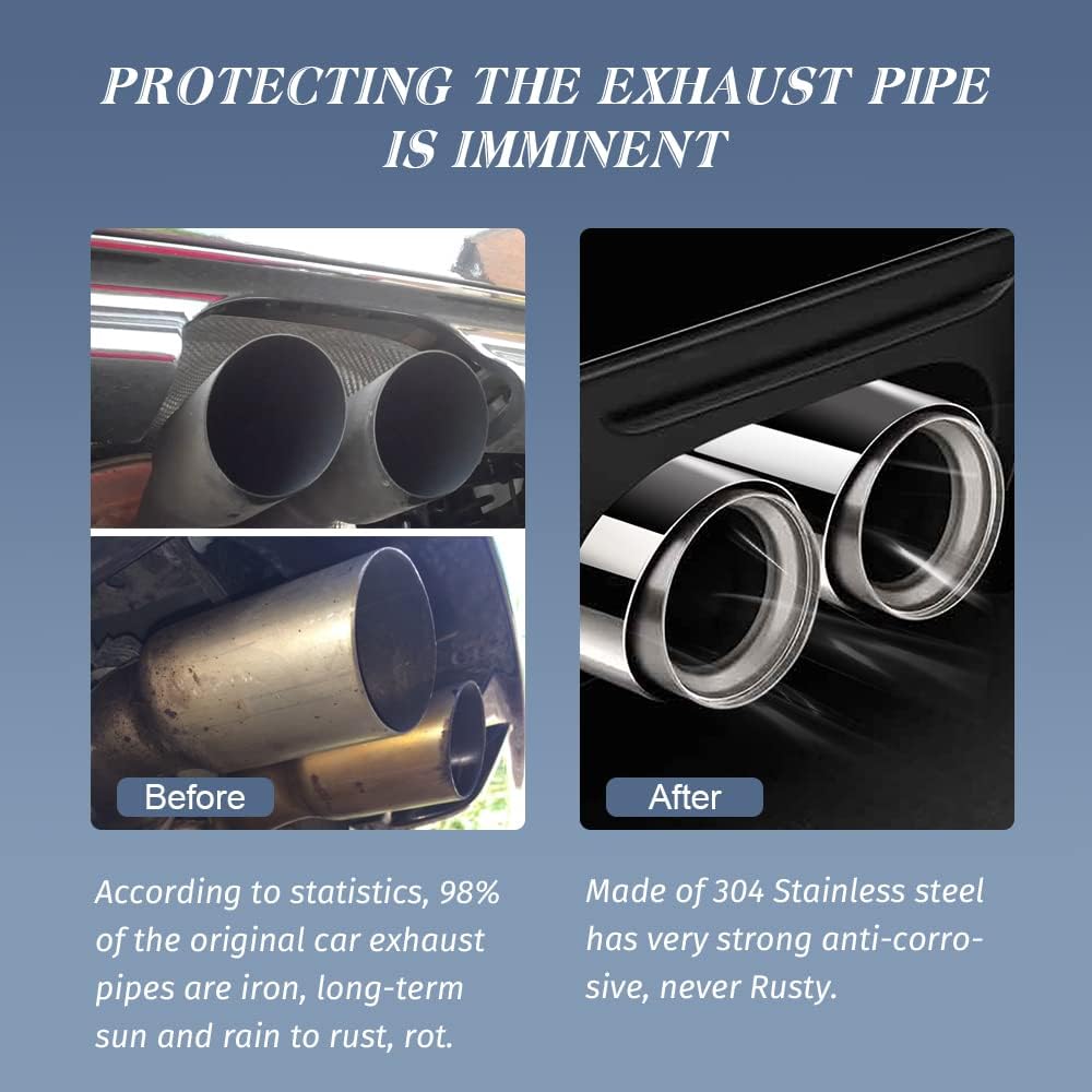 2PCS Black Stainless Steel Exhaust Tips Pack of 2 Y257074
