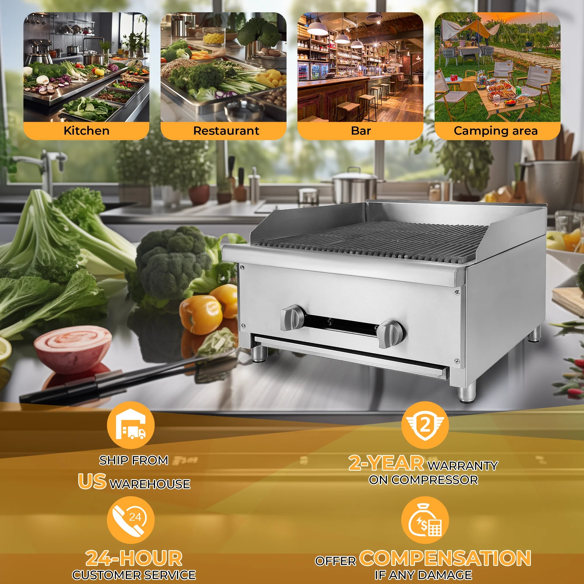 24" Charbroiler with Lava Rock E873