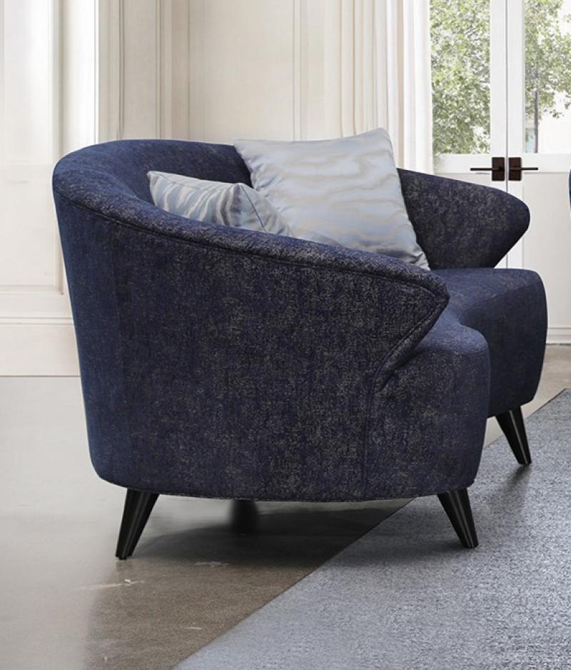 Dark Blue Linen Sofa and Loveseat Set 2 Pcs D982