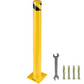 Yellow Powder Coat Steel Safety Barrier Bollard with 4 Anchor Bolts A211
