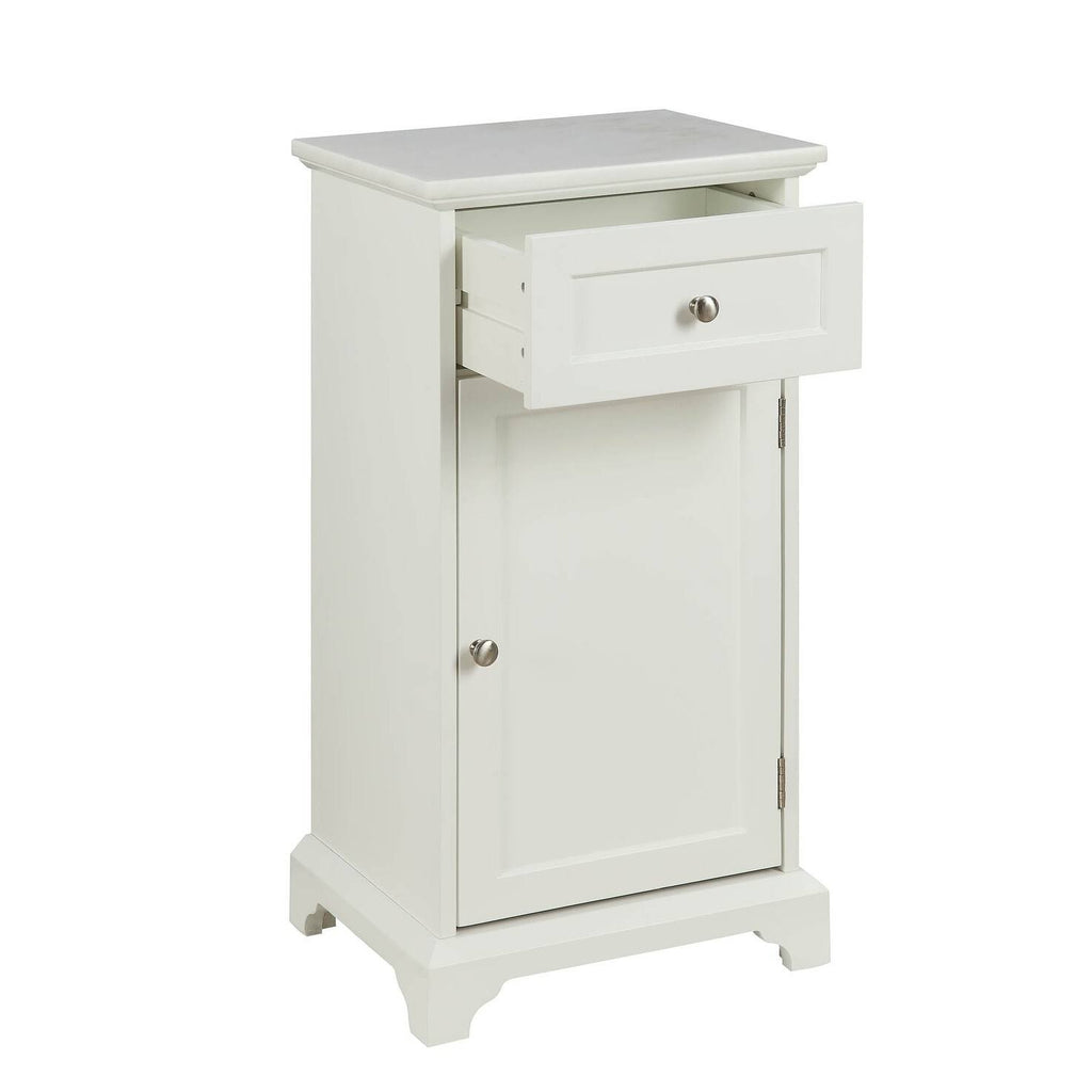 White 1 Drawer Wooden Cabinet with Marble Top R379135