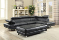 Black Sectional with Adjustable Armrest and Headrest R7006
