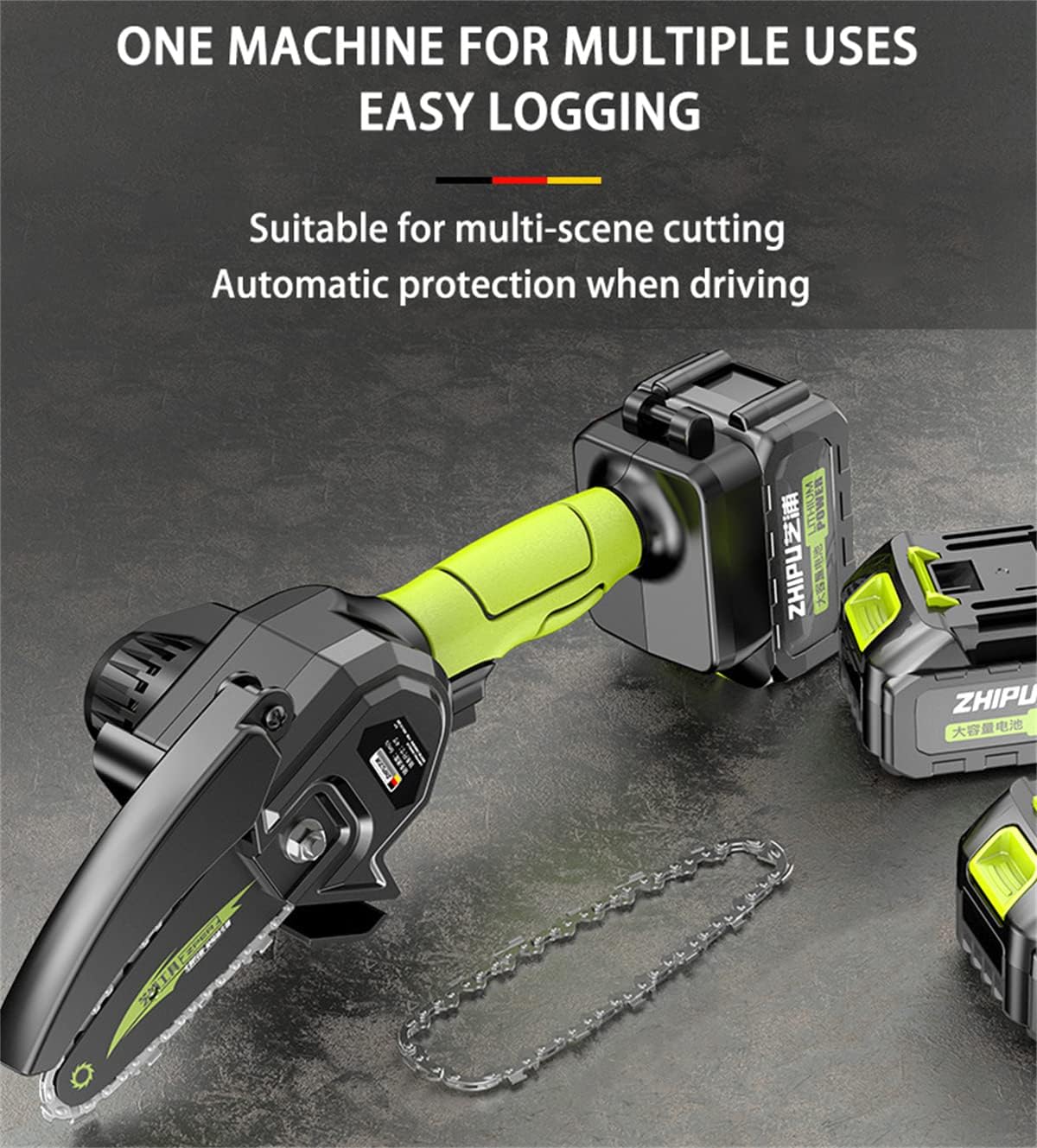 Mini Chainsaw Cordless 2 Pcs 24V Rechargeable Battery Portable One-Handed H4928