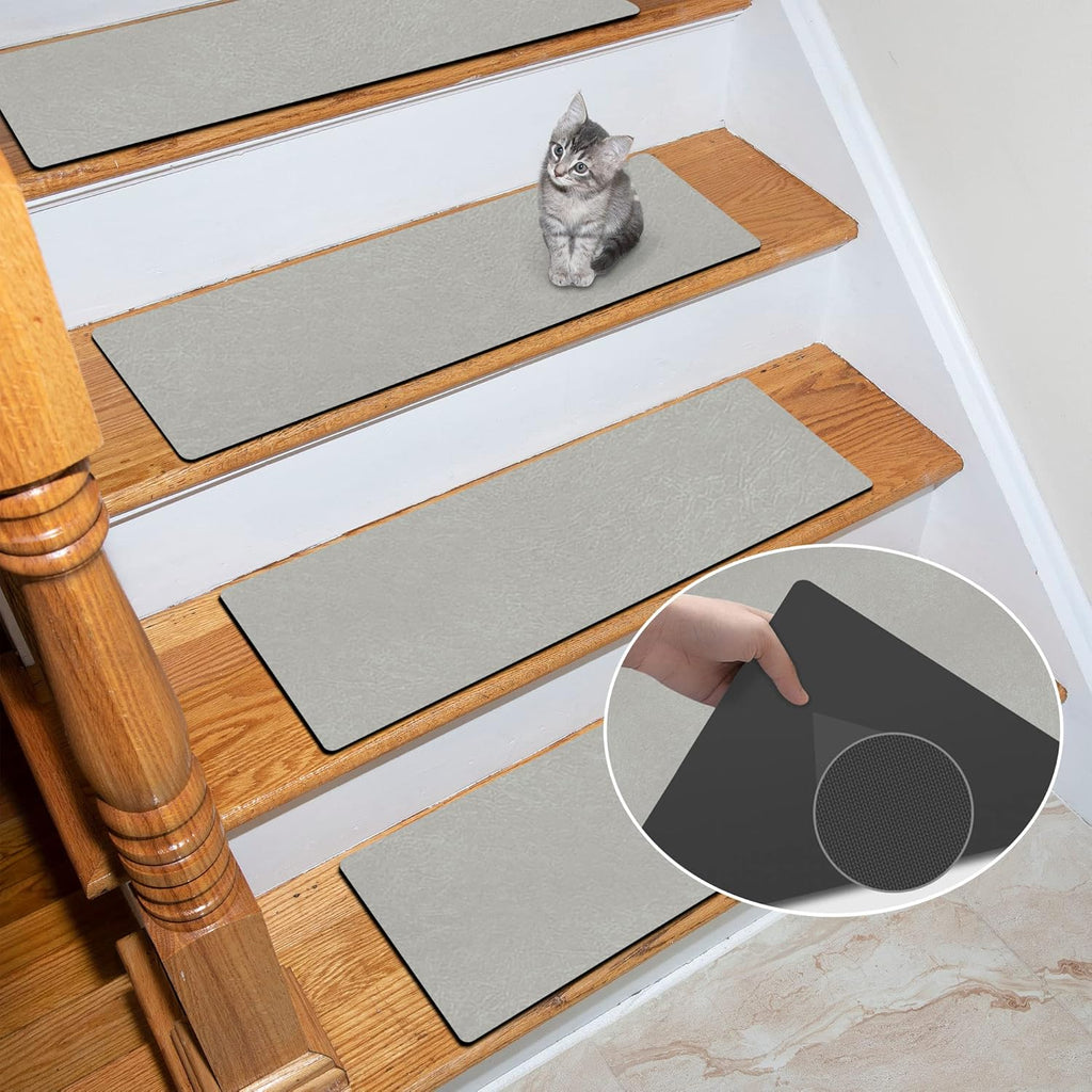 Rubber Stair Treads Non-Slip Step Mats Gray (8"X30", Set of 15) Pack of 2 X786