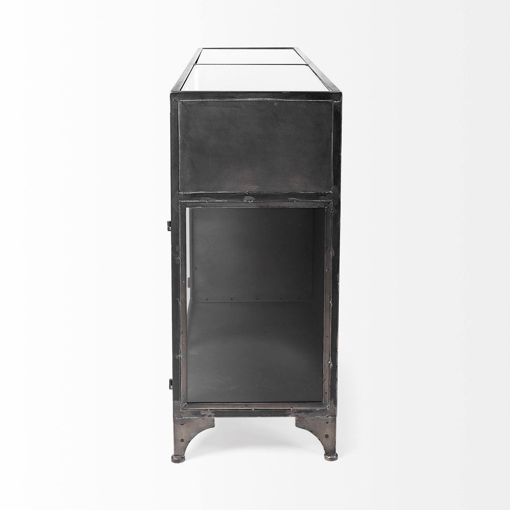 Black Metal Glass Door Display Cabinet Z355160