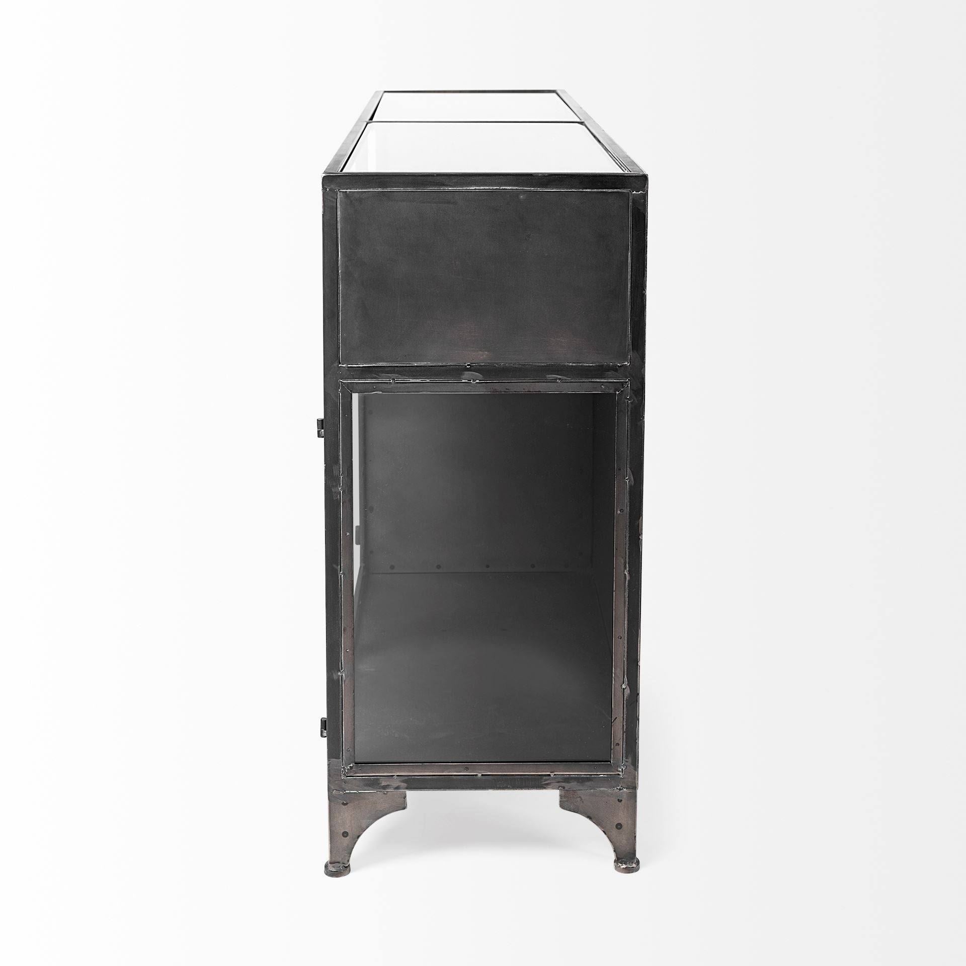 Black Metal Glass Door Display Cabinet Z355160