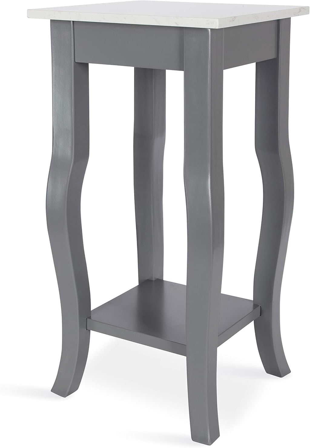 Black Wood Pedestal End Table with Curved Cabriole Legs and Lower Display Shelf, Pack of 2 Z83909