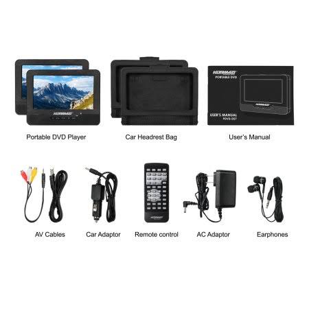 Portable 7 inch Dual Screen DVD Player with Rechargeable Battery Y36740