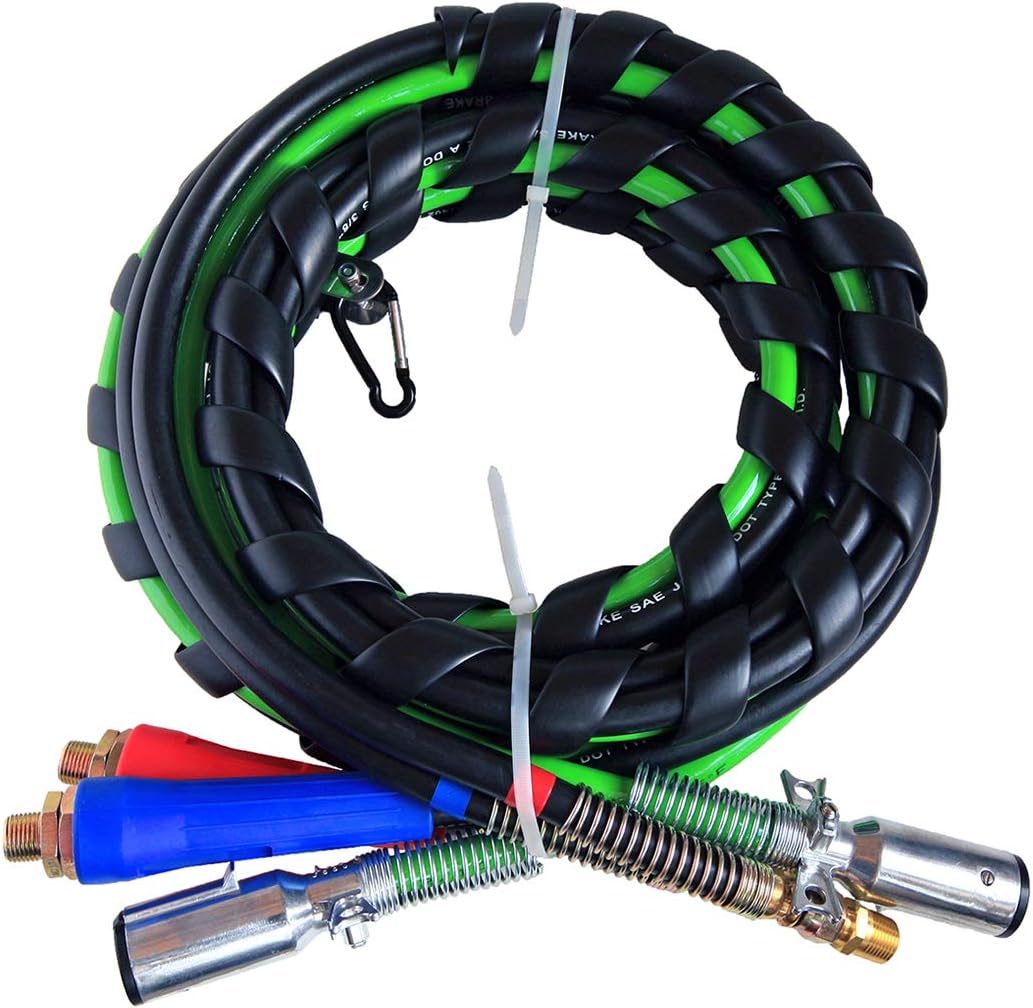 3-IN-1 Wrap 7-Way ABS Electric Cord Cable and Air Line Hose Assembly 12' J1720