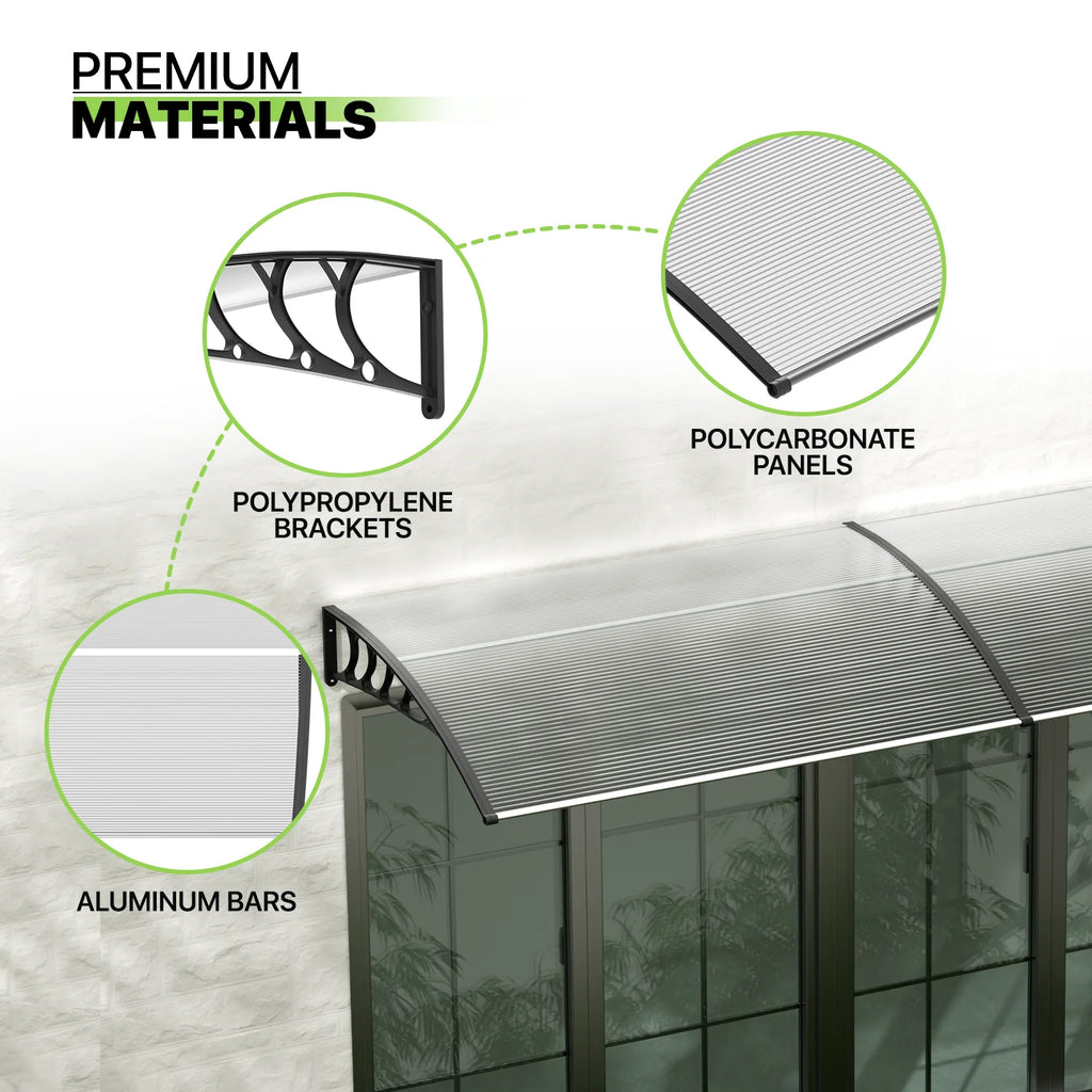 Black Polycarbonate Window Awning & Door Canopy I2923