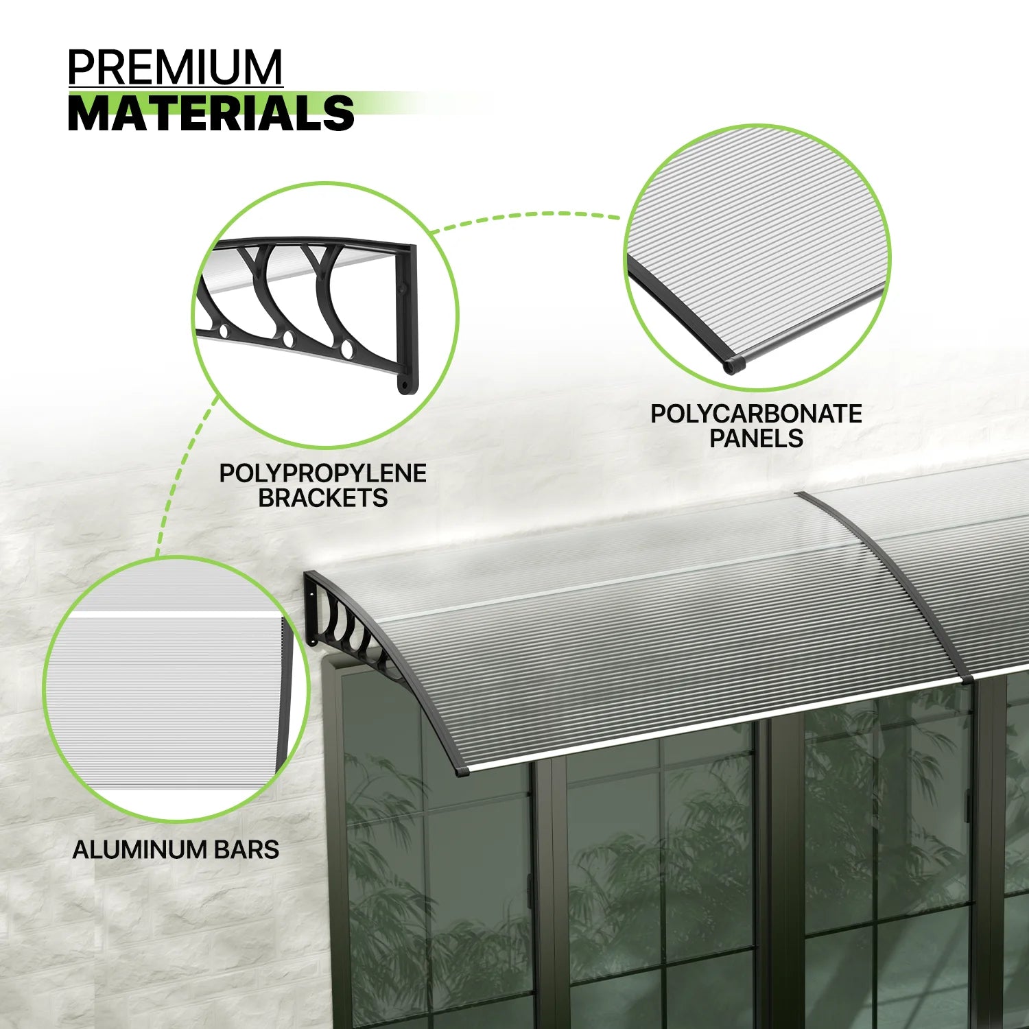 Black Polycarbonate Window Awning & Door Canopy I2923