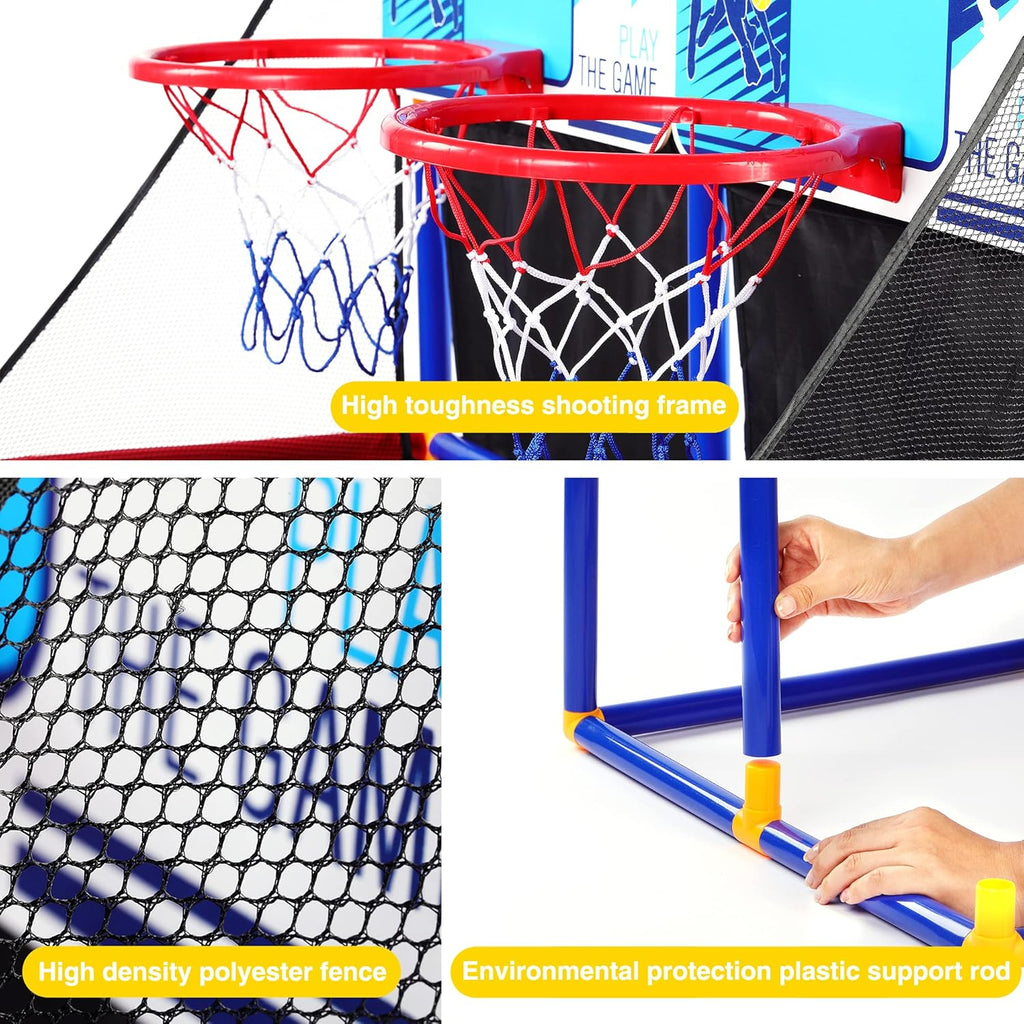 Kids Arcade Basketball Hoop with 6 Basketballs and Air Pump Q748