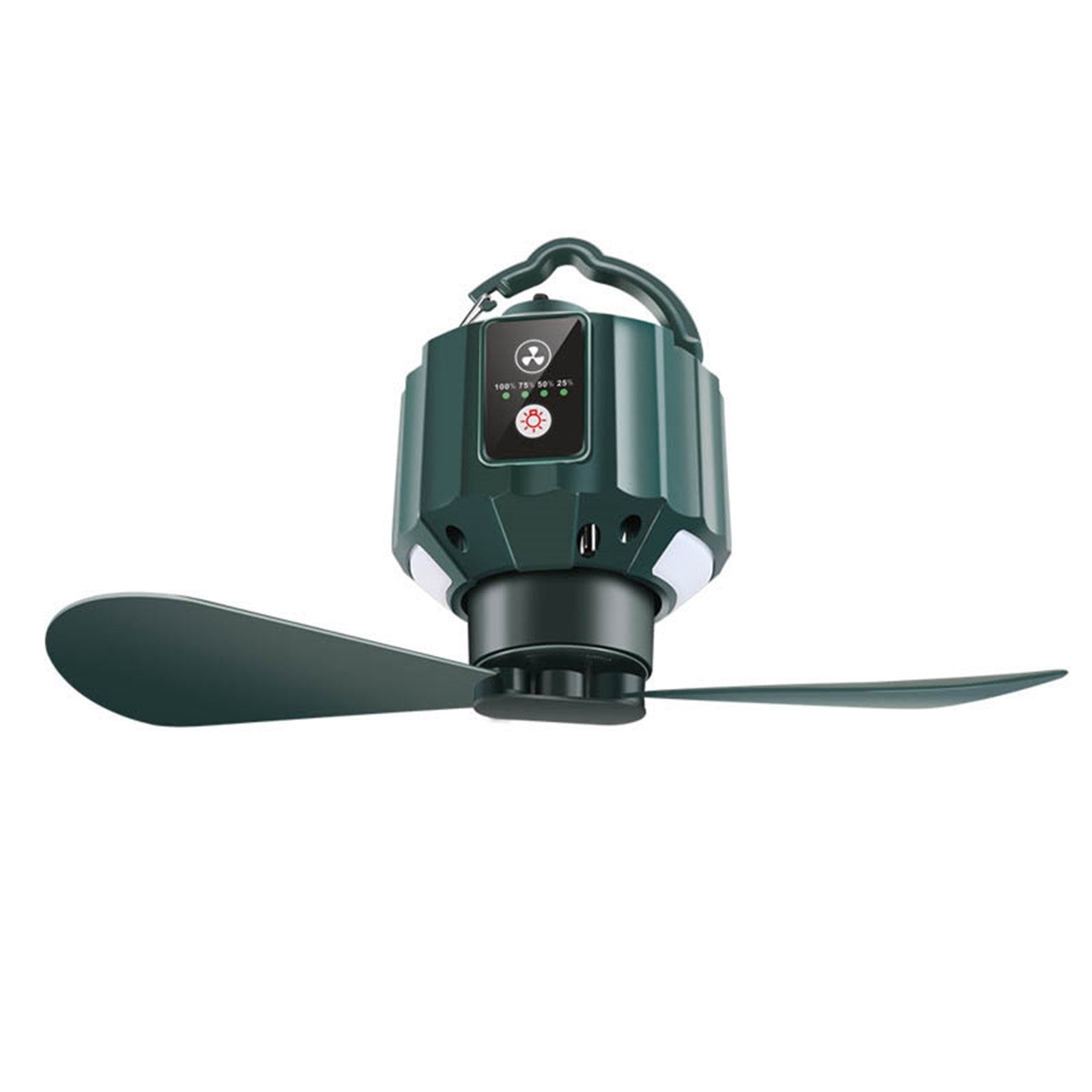 Rechargeable Camping Fan with LED Light and Hook 5200mAh Battery J632