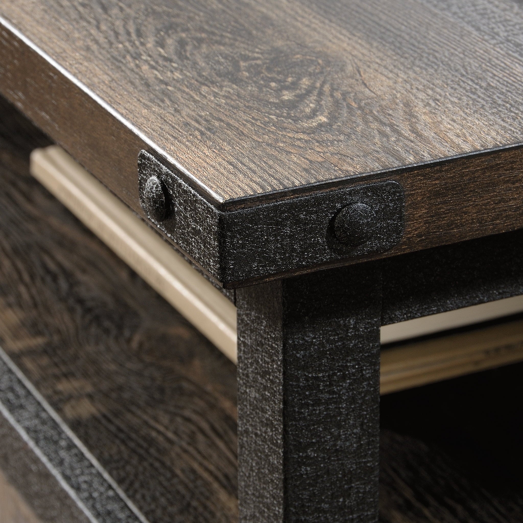Rustic Metal & Wood TV Stand with Doors Z8796
