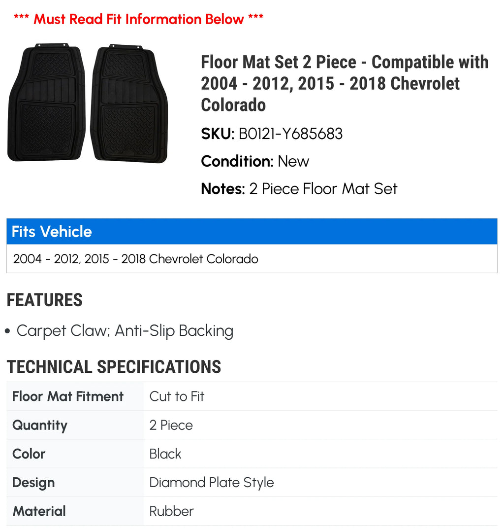 Floor Mat Set 2 Piece for Chevy Colorado R421