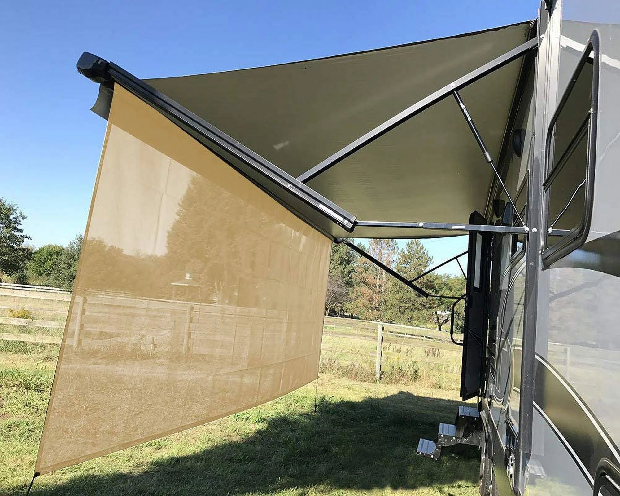 Beige Mesh RV Awning Sun Shade Screen 8' X 19'3'' J93686