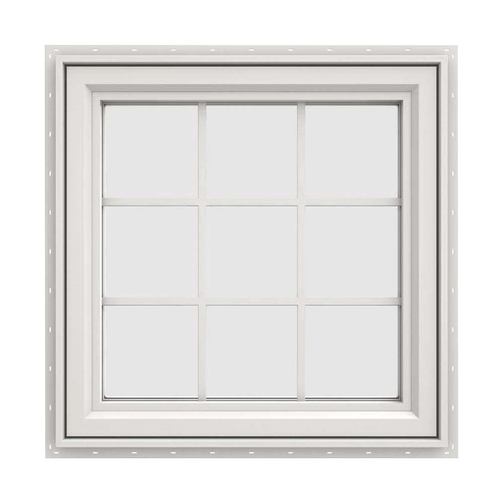 White Vinyl Left-Handed Casement Window with Colonial Grids U6377