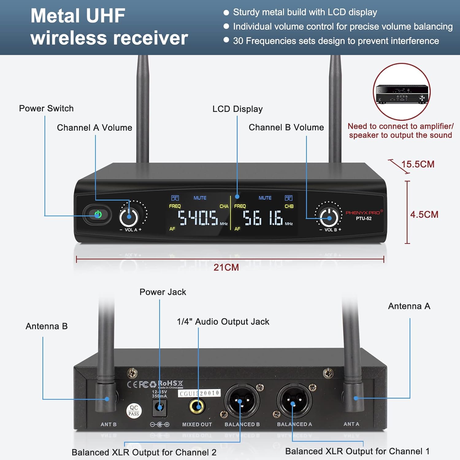 UHF Wireless Handheld Microphone System with Case P349664