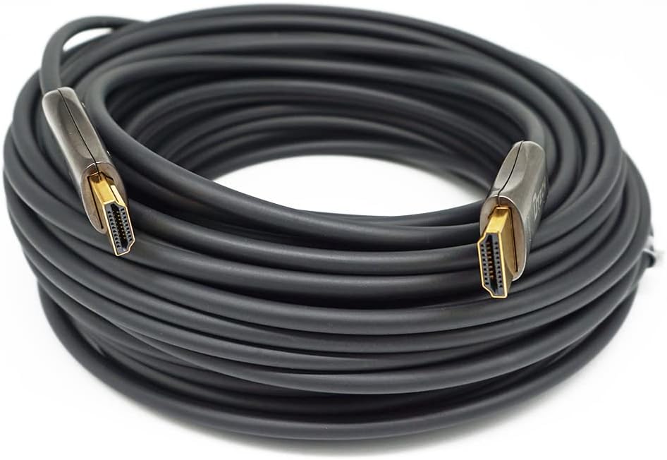 100m Slim Fiber Optic HDMI Cable 2.0 UHD 4K 60Hz 18Gbps Black Pack of 2 C235