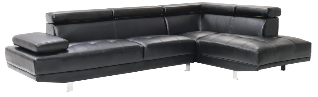 Black Sectional with Adjustable Armrest and Headrest R7006