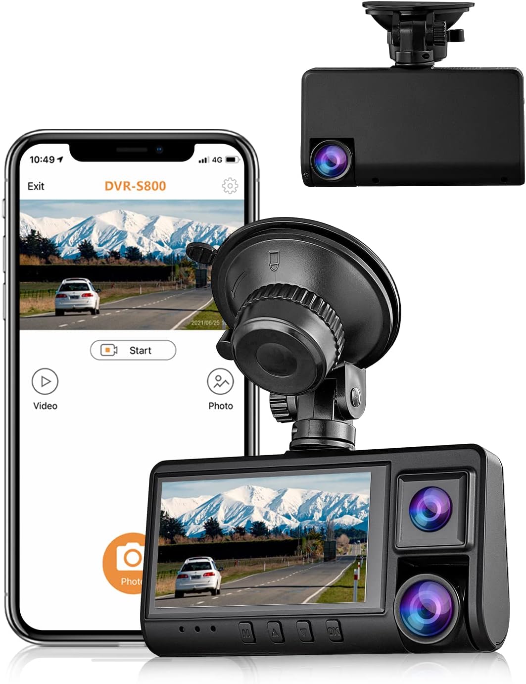 Dual Dash Cam Front and Inside 1080P Car Camera Built-in WiFi 3 Inch IPS Screen, 24H Parking Monitor, G-Sensor, Loop Recording, Support 128GB Max, Pack of 2 N437080