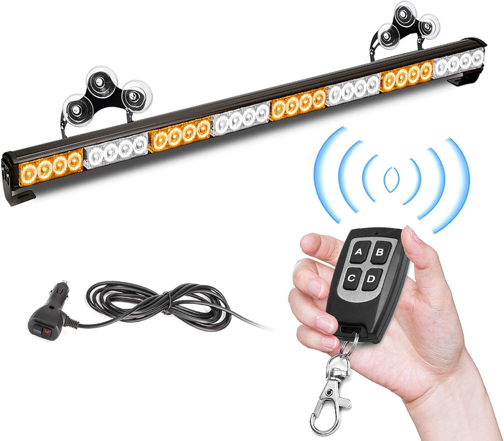 32 LED 35.5" Amber White Hazard Warning Traffic Advisor Light Bar Pack of 2 O8856