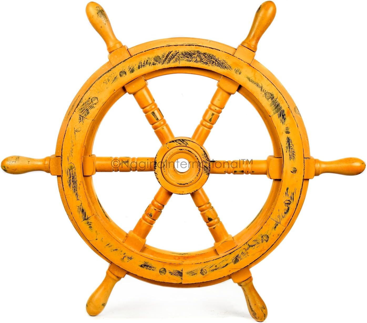 12 Inches Dark Rosewood Wooden Ship Wheel Wall Decor, Pack of 2 M925