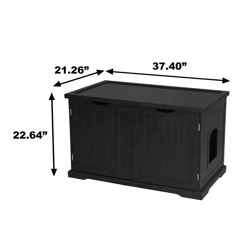 Black Decorative Bench with Enclosed Cat Litter Box A284