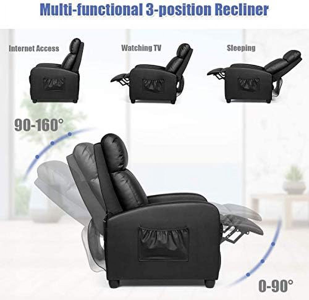 Moccha Massage Recliner Chair Ergonomic Adjustable Single Sofa with Padded Seat Backrest Footrest Remote Control C503773