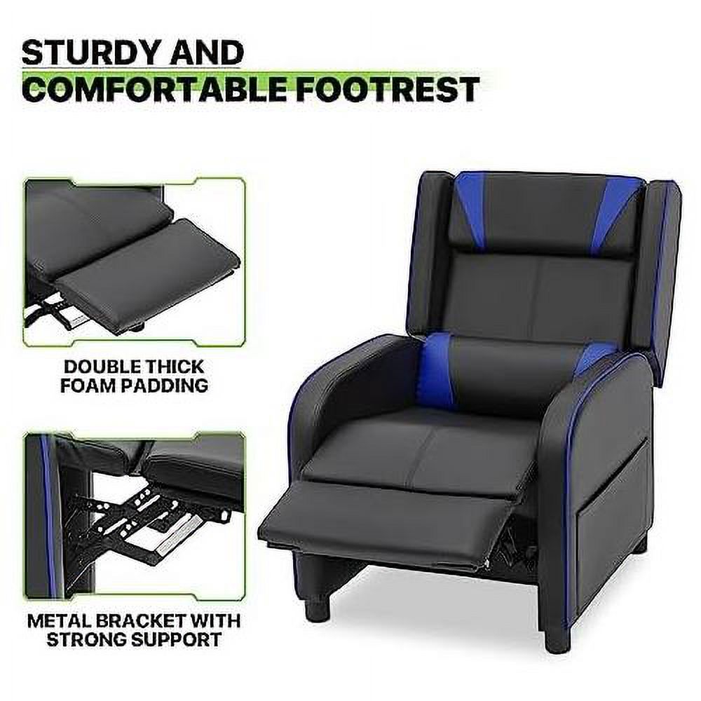 Blue PU Leather Reclining Single Sofa C271