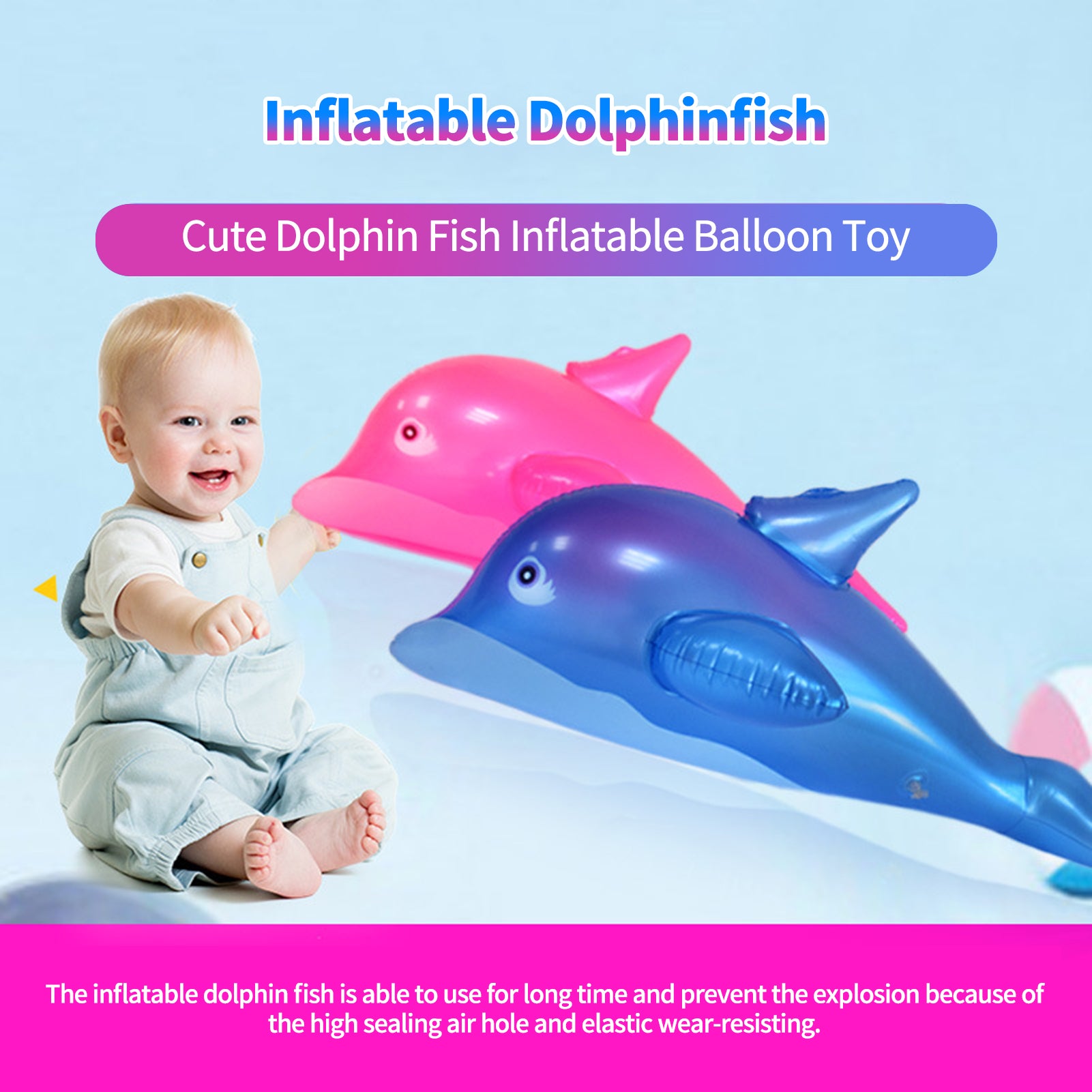Blue PVC Inflatable Dolphin Fish Children Toy Z94473