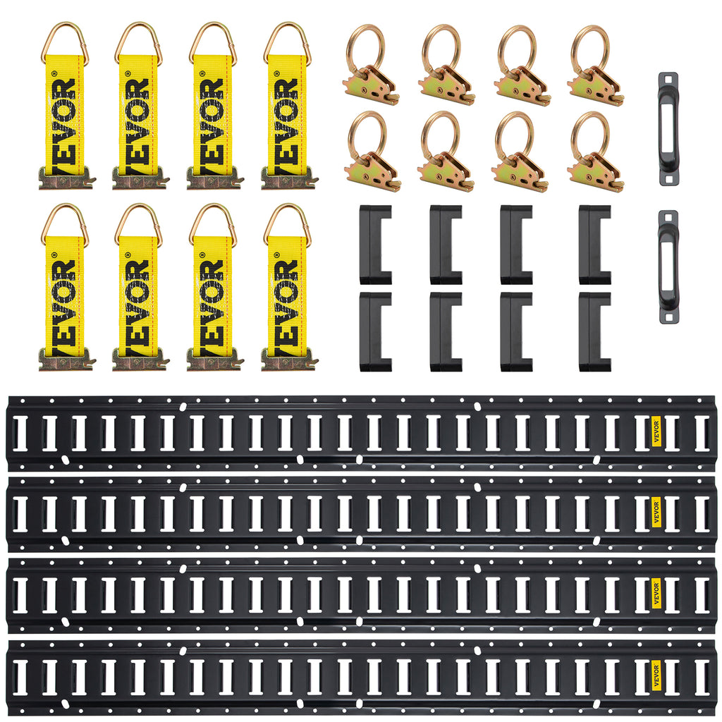 30Pcs 5ft Steel E Track Tie-Down Rail Kit with 8 O Rings S60463