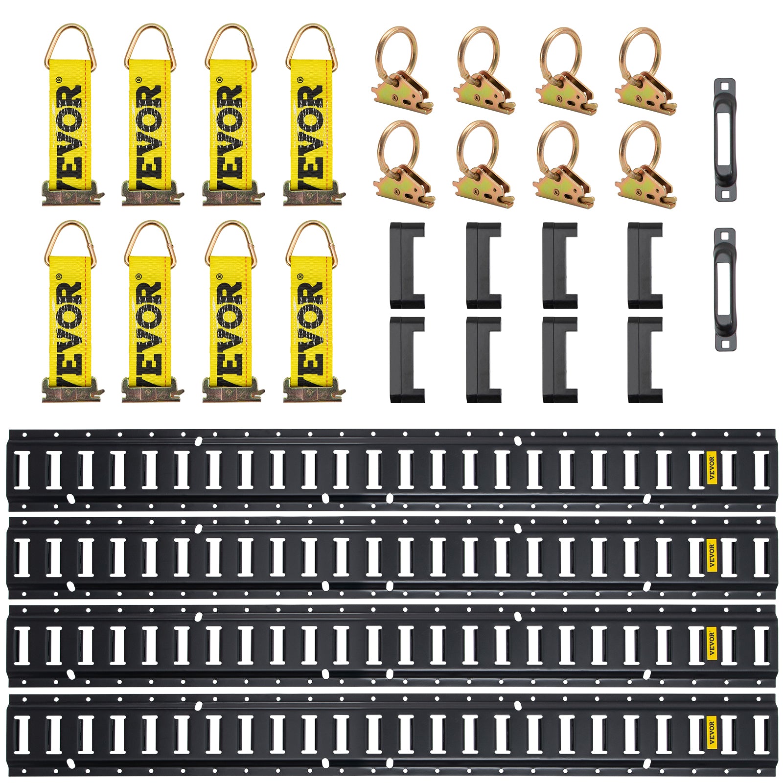 30Pcs 5ft Steel E Track Tie-Down Rail Kit with 8 O Rings S60463