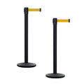 Set of 2 Retractable Belt Barrier Stanchion with Cast Iron Base A826488