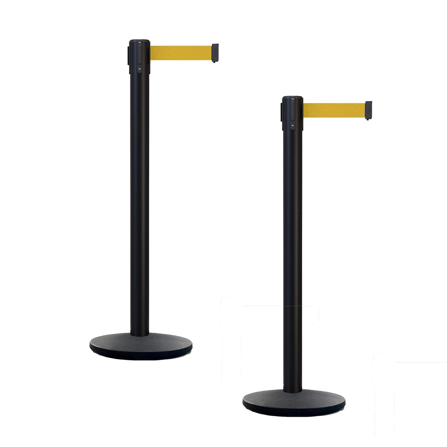 Set of 2 Retractable Belt Barrier Stanchion with Cast Iron Base A826488